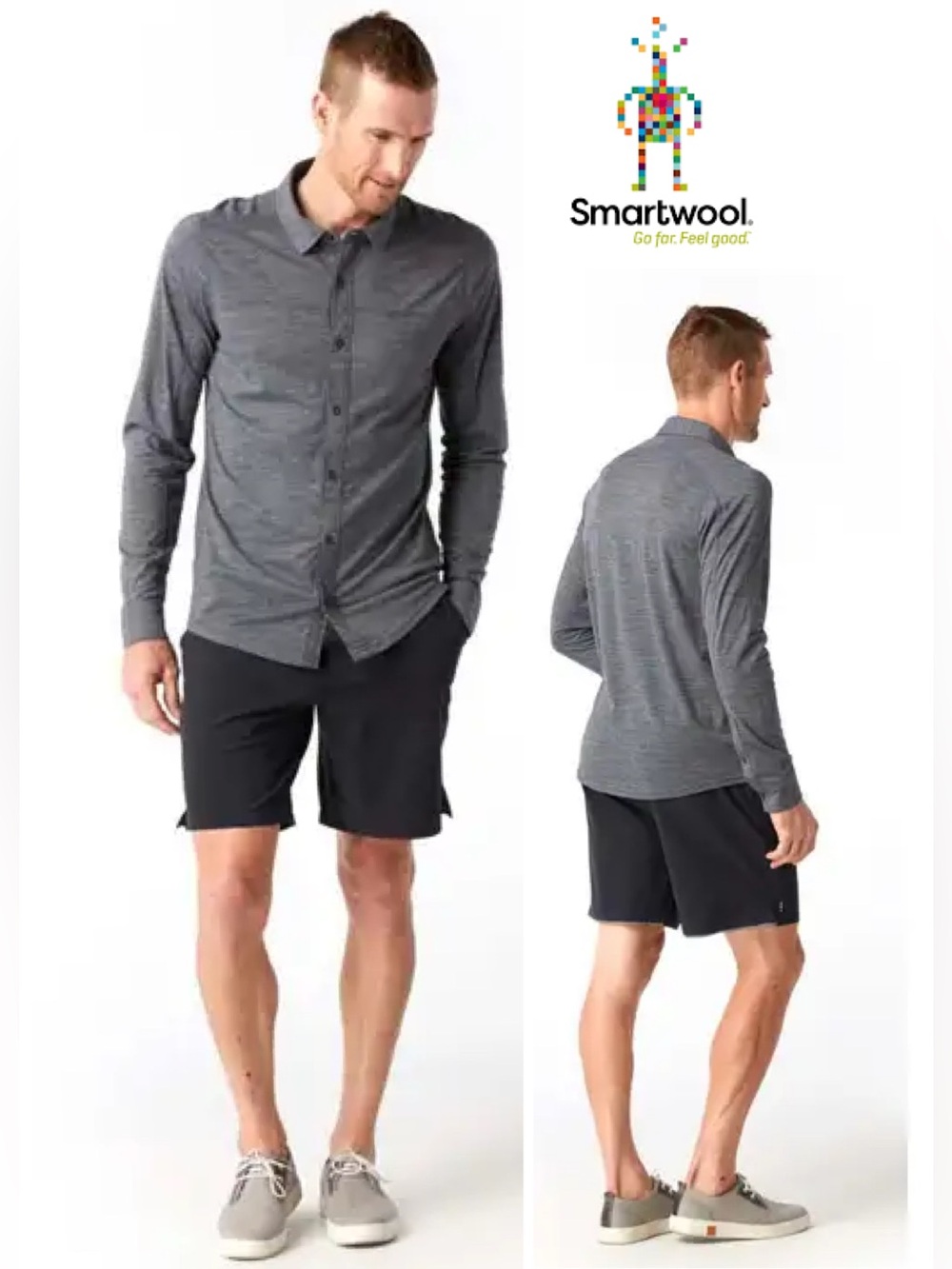 Smartwool Merino Wool Sport 150 Long Sleeve Short in Heathered Grey